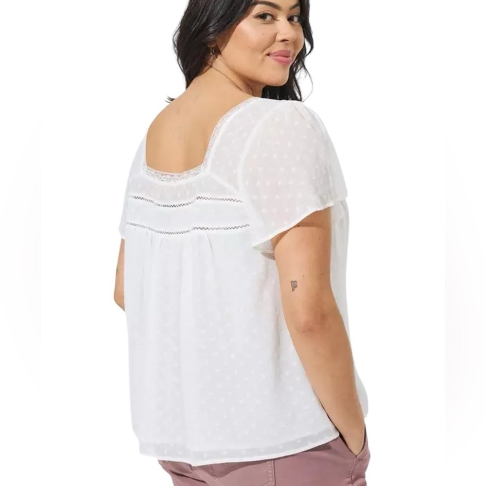 Torrid Chiffon Clip Dot Button-Front Blouse Size 2X NWT - Picture 3 of 11